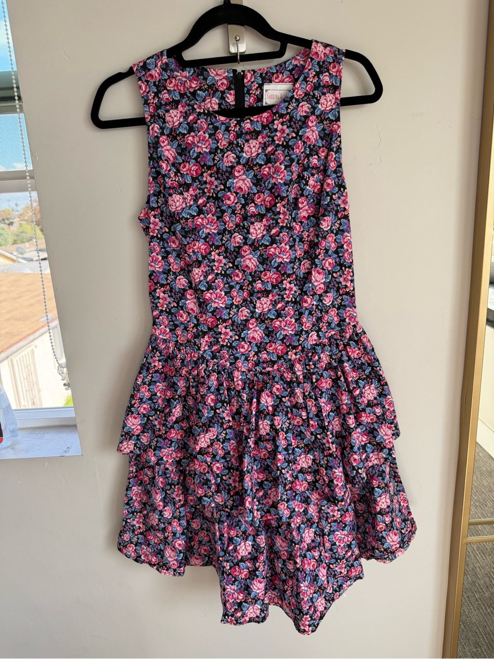 90s Floral Dress Cotton Cottagecore Fit & Flare Smocked Back size 11